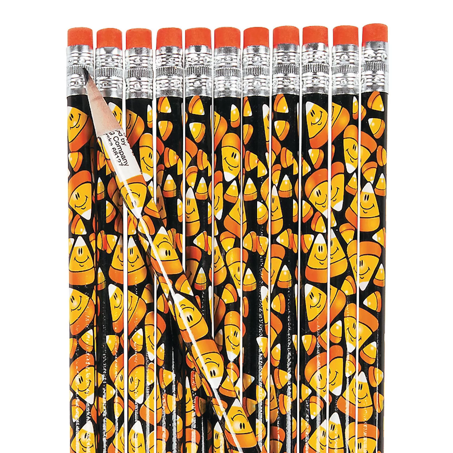 Hot Smile Face Candy Corn Pencils - 24 Pc. Boo Bags