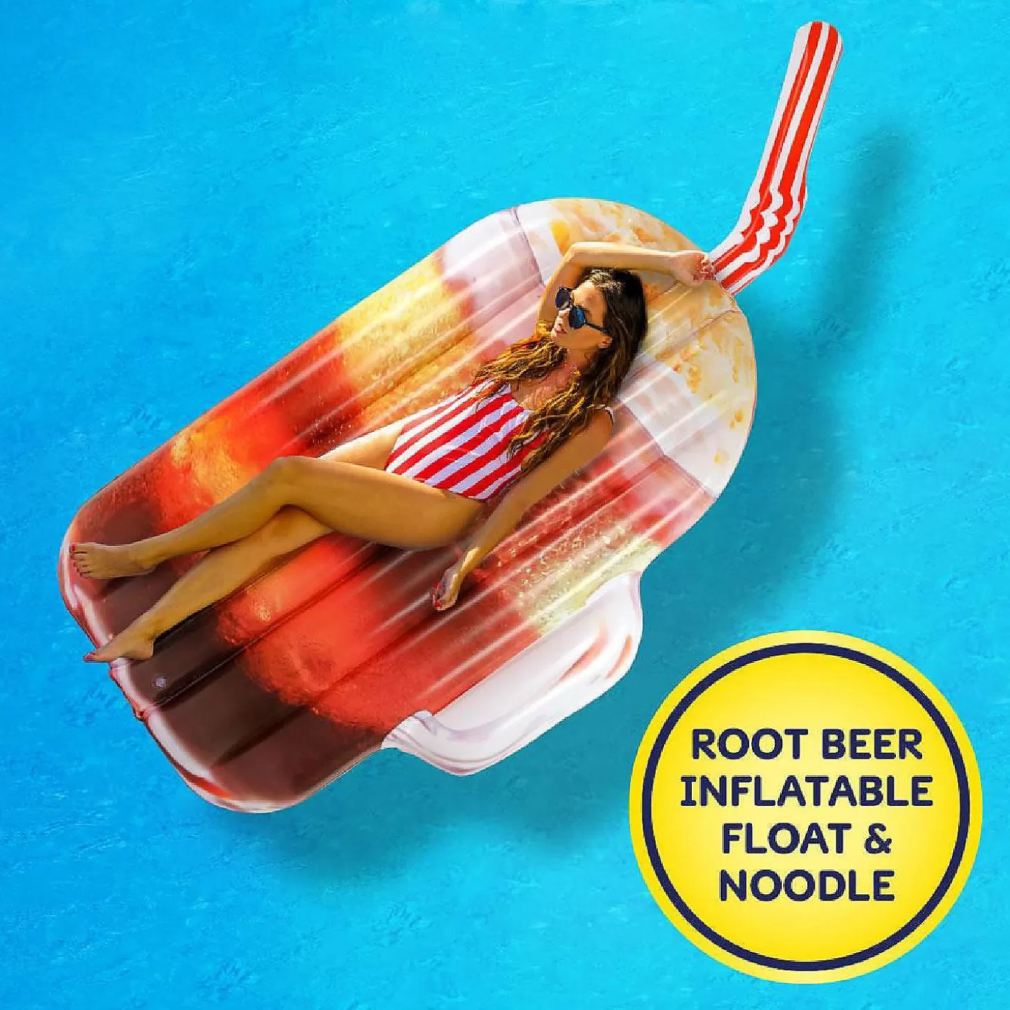 Discount Take 2 Floats Root Beer Water Float & Noodle Pool Blow Up Inflatable Raft Mighty Mojo Water Toys