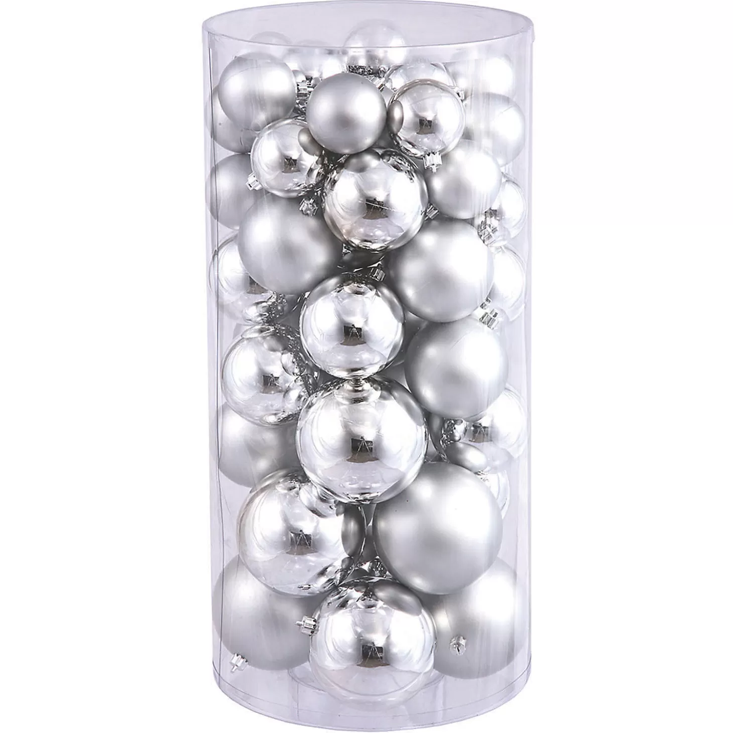 Hot Vickerman Shatterproof 1.5"-2" Silver Shiny And Matte Ball Christmas Ornament Assortment, 50 Per Box Bulk Halloween Supplies