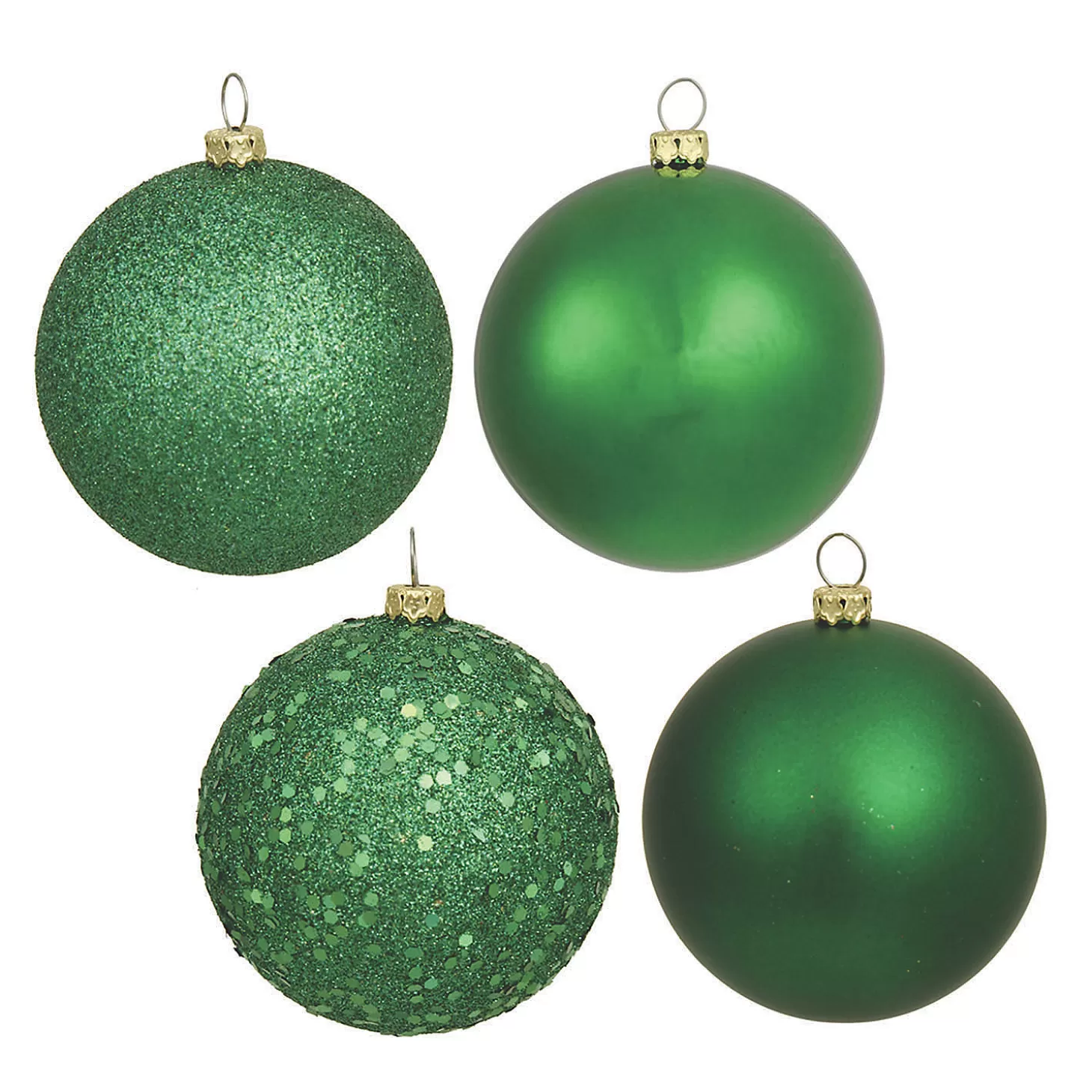Best Sale Vickerman Shatterproof 2.4" Green 4-Finish Ball Christmas Ornament, 24 Per Box Bulk Halloween Supplies