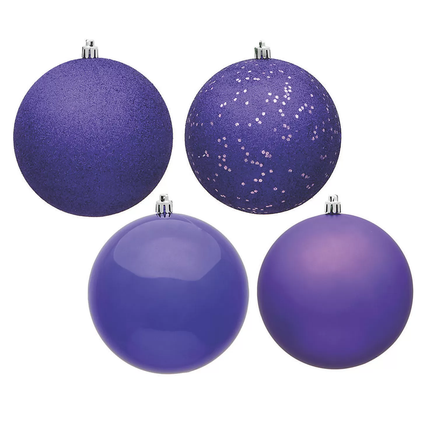 Best Vickerman Shatterproof 2.4" Purple 4-Finish Ball Christmas Ornament, 24 Per Box Bulk Halloween Supplies