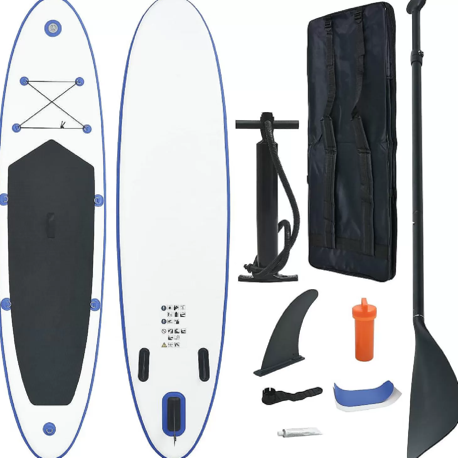 Best Sale Vidaxl Stand Up Paddle Board Set Sup Surfboard Inflatable Blue And White Water Toys